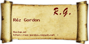 Réz Gordon névjegykártya